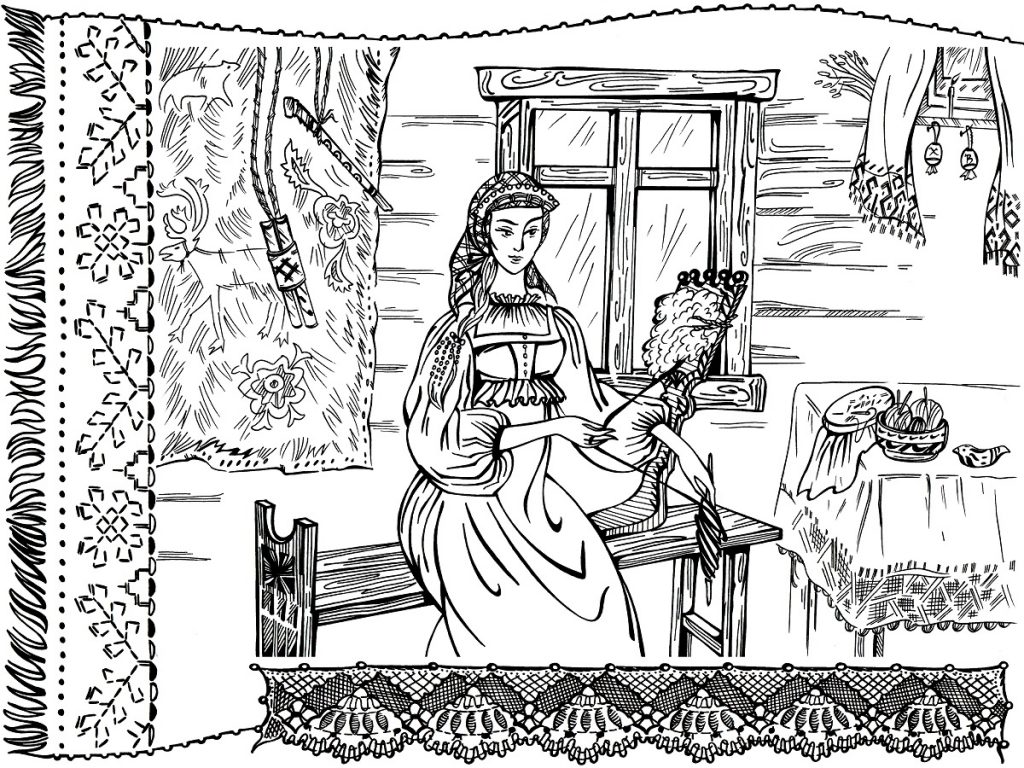 картина Дева за прялкой1200